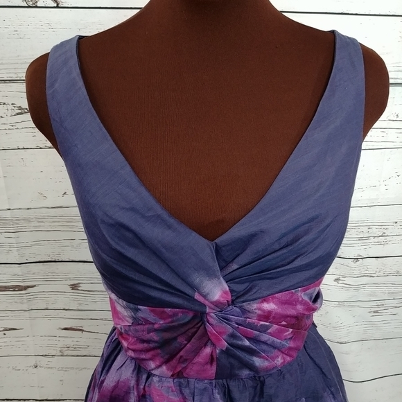 Neiman Marcus Lela Rose Purple Watercolor Dress - Picture 5 of 10